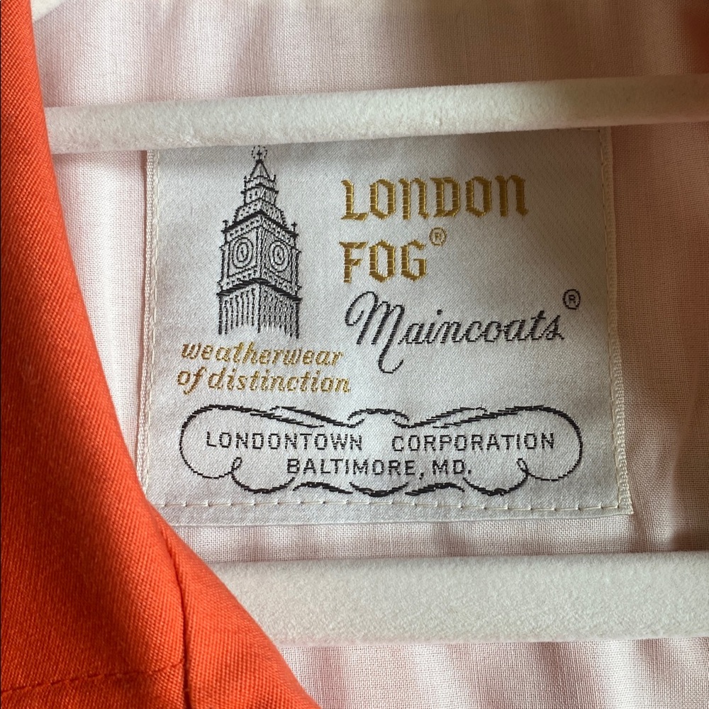 1970s Vintage London Fog Coral Orange Hooded Maincoat Weatherwear Rain Jacket - Picture 3 of 15